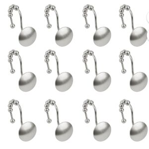 NWOT Metal Shower Hooks Easy Glide Rust Proof Brushed Nickel Set of 12